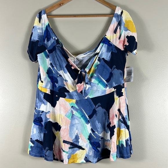 Torrid NWT Babydoll Super Soft Tie-Front Off-Shoulder Top - Picture 3 of 6
